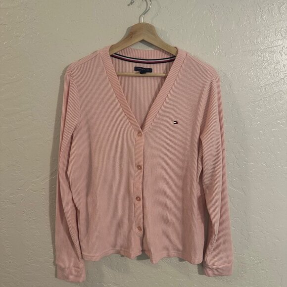 Tommy Hilfiger Plus Size Vintage Pink Comfy Cardigan - Picture 1 of 8